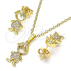 Juego de Arete y Dije de Adulto 10.210.0152 Oro Laminado, Diseño de Niñito Pequeño, con Blanca Micro Pave, Pulido, Tono Dorado