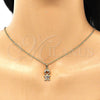 Juego de Arete y Dije de Adulto 10.210.0152.1 Oro Laminado, Diseño de Niñito Pequeño, con Multicolor Micro Pave, Pulido, Tono Dorado