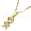 Collares con Dije 04.210.0041.18 Oro Laminado, Diseño de Niñito Pequeño, con Blanca Micro Pave, Pulido, Tono Dorado (02 MM Thickness, 18 Inches Length)