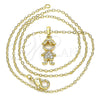 Collares con Dije 04.210.0041.18 Oro Laminado, Diseño de Niñito Pequeño, con Blanca Micro Pave, Pulido, Tono Dorado (02 MM Thickness, 18 Inches Length)