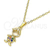 Collares con Dije 04.210.0041.1.18 Oro Laminado, Diseño de Niñito Pequeño, con Multicolor Micro Pave, Pulido, Tono Dorado (02 MM Thickness, 18 Inches Length)