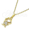 Collares con Dije 04.210.0042.18 Oro Laminado, Diseño de Niñita Pequeña, con Blanca Micro Pave, Pulido, Tono Dorado (02 MM Thickness, 18 Inches Length)