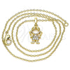 Collares con Dije 04.210.0042.18 Oro Laminado, Diseño de Niñita Pequeña, con Blanca Micro Pave, Pulido, Tono Dorado (02 MM Thickness, 18 Inches Length)
