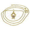 Collares con Dije 04.210.0042.1.18 Oro Laminado, Diseño de Niñita Pequeña, con Multicolor Micro Pave, Pulido, Tono Dorado (02 MM Thickness, 18 Inches Length)