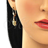 Arete Colgante 02.210.0392.1 Oro Laminado, Diseño de Tortuga, con Multicolor Micro Pave, Pulido, Tono Dorado