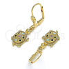 Arete Colgante 02.210.0392.1 Oro Laminado, Diseño de Tortuga, con Multicolor Micro Pave, Pulido, Tono Dorado