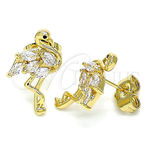 Arete Dormilona 02.345.0020.1 Oro Laminado, con Blanca Zirconia Cubica and Negro Micro Pave, Pulido, Tono Dorado
