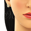 Arete Dormilona 02.233.0011.4 Oro Laminado, Diseño de Mariposa, con Blanca Micro Pave, Pulido, Tono Dorado