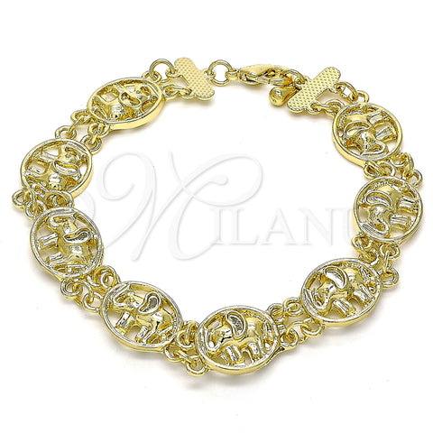 Pulsera Elegante 03.351.0043.1.08 Oro Laminado, Diseño de Elefante, Pulido, Tono Dorado (12 MM Thickness, 8 Inches Length)