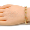Pulsera Básica 04.63.1405.08 Oro Laminado, Diseño de Paperclip, Pulido, Tono Dorado (08 MM Thickness, 8 Inches Length)