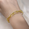 Pulsera Básica 04.63.1405.08 Oro Laminado, Diseño de Paperclip, Pulido, Tono Dorado (08 MM Thickness, 8 Inches Length)