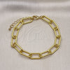 Pulsera Básica 04.63.1405.08 Oro Laminado, Diseño de Paperclip, Pulido, Tono Dorado (08 MM Thickness, 8 Inches Length)