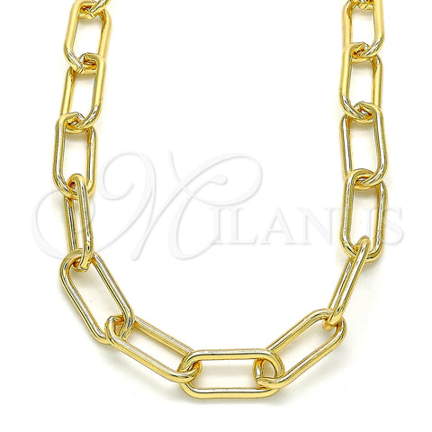 Gargantilla Basica 04.63.1405.18 Oro Laminado, Diseño de Paperclip, Pulido, Tono Dorado (08 MM Thickness, 18 Inches Length)