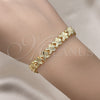 Pulsera Solida 03.100.0067.07 Oro Laminado, Diseño de Mariposa, Diamantado, Tono Dorado (08 MM Thickness, 7 Inches Length)