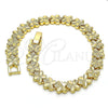 Pulsera Solida 03.100.0067.07 Oro Laminado, Diseño de Mariposa, Diamantado, Tono Dorado (08 MM Thickness, 7 Inches Length)