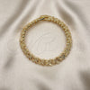 Pulsera Solida 03.100.0067.07 Oro Laminado, Diseño de Mariposa, Diamantado, Tono Dorado (08 MM Thickness, 7 Inches Length)