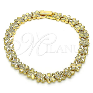 Pulsera Solida 03.100.0067.07 Oro Laminado, Diseño de Mariposa, Diamantado, Tono Dorado (08 MM Thickness, 7 Inches Length)