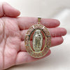 Dije Religioso 05.253.0097 Oro Laminado, Diseño de Guadalupe y Ojo Griego, Pulido, Tono Dorado