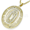 Dije Religioso 05.253.0097 Oro Laminado, Diseño de Guadalupe y Ojo Griego, Pulido, Tono Dorado
