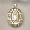 Dije Religioso 05.253.0097 Oro Laminado, Diseño de Guadalupe y Ojo Griego, Pulido, Tono Dorado