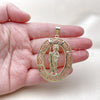 Dije Religioso 05.253.0098 Oro Laminado, Diseño de San Judas y Ojo Griego, Pulido, Tono Dorado