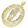 Dije Religioso 05.253.0098 Oro Laminado, Diseño de San Judas y Ojo Griego, Pulido, Tono Dorado