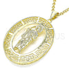 Dije Religioso 05.253.0098 Oro Laminado, Diseño de San Judas y Ojo Griego, Pulido, Tono Dorado