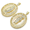 Dije Religioso 05.253.0098 Oro Laminado, Diseño de San Judas y Ojo Griego, Pulido, Tono Dorado