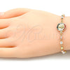 Pulsera Elegante 03.253.0055.1.07 Oro Laminado, Diseño de San Judas, con Multicolor Cristal, Pulido, Tres Tonos (04 MM Thickness, 7 Inches Length)