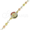 Pulsera Elegante 03.253.0055.1.07 Oro Laminado, Diseño de San Judas, con Multicolor Cristal, Pulido, Tres Tonos (04 MM Thickness, 7 Inches Length)