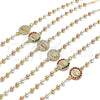 Pulsera Elegante 03.253.0055.1.07 Oro Laminado, Diseño de San Judas, con Multicolor Cristal, Pulido, Tres Tonos (04 MM Thickness, 7 Inches Length)