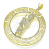 Dije Religioso 05.253.0099 Oro Laminado, Diseño de San Judas y Ojo Griego, Pulido, Tono Dorado