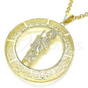 Dije Religioso 05.253.0099 Oro Laminado, Diseño de San Judas y Ojo Griego, Pulido, Tono Dorado