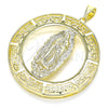 Dije Religioso 05.253.0100 Oro Laminado, Diseño de Guadalupe y Ojo Griego, Pulido, Tono Dorado