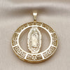 Dije Religioso 05.253.0100 Oro Laminado, Diseño de Guadalupe y Ojo Griego, Pulido, Tono Dorado