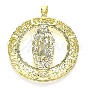 Dije Religioso 05.253.0100 Oro Laminado, Diseño de Guadalupe y Ojo Griego, Pulido, Tono Dorado