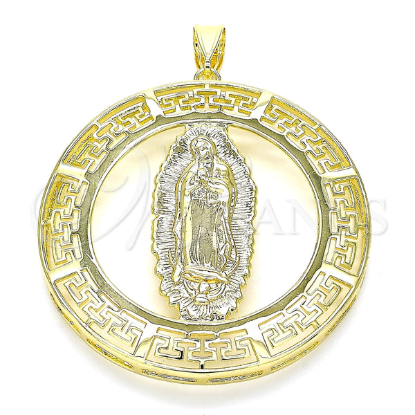 Dije Religioso 05.253.0100 Oro Laminado, Diseño de Guadalupe y Ojo Griego, Pulido, Tono Dorado
