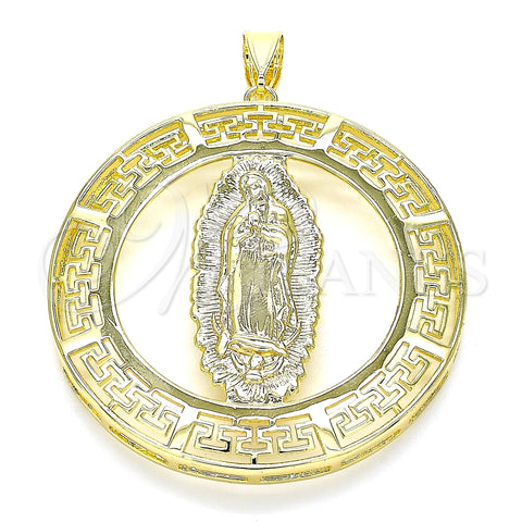 Dije Religioso 05.253.0100 Oro Laminado, Diseño de Guadalupe y Ojo Griego, Pulido, Tono Dorado