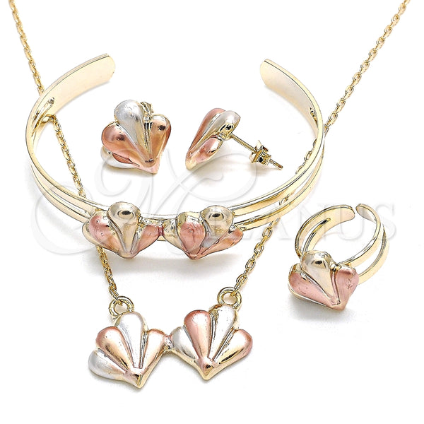 Juego de Arete y Dije de Nino 06.65.0157 Oro Laminado, Pulido, Tres Tonos