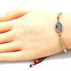 Pulsera Bolo Ajustable 03.341.0095.11 Oro Laminado, Diseño de Bola y Ojo Griego, con Multicolor Micro Pave, Pulido, Tono Dorado (04 MM Thickness, 11 Inches Length)
