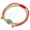 Pulsera Bolo Ajustable 03.341.0095.11 Oro Laminado, Diseño de Bola y Ojo Griego, con Multicolor Micro Pave, Pulido, Tono Dorado (04 MM Thickness, 11 Inches Length)