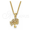 Collares con Dije 04.342.0020.20 Oro Laminado, Diseño de Ãrbol, con Micro Pave Blanca, Pulido, Tono Dorado (Grosor 02 MM, 20 Pulgadas de Largo)