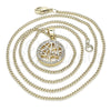Collares con Dije 04.342.0023.20 Oro Laminado, Diseño de Ãrbol, con Blanca Micro Pave, Pulido, Tono Dorado (02 MM Thickness, 20 Inches Length)