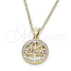 Collares con Dije 04.342.0023.20 Oro Laminado, Diseño de Ãrbol, con Blanca Micro Pave, Pulido, Tono Dorado (02 MM Thickness, 20 Inches Length)