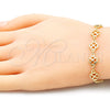 Pulsera Elegante 03.326.0015.07 Oro Laminado, Diseño de Trébol de Cuatro Hojas, Pulido, Tono Dorado (08 MM Thickness, 7 Inches Length)