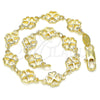 Pulsera Elegante 03.326.0015.07 Oro Laminado, Diseño de Trébol de Cuatro Hojas, Pulido, Tono Dorado (08 MM Thickness, 7 Inches Length)