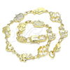 Pulsera Elegante 03.326.0016.07 Oro Laminado, Diseño de Elefante y Corazón, Pulido, Tono Dorado (06 MM Thickness, 7 Inches Length)