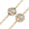 Pulsera Elegante 03.210.0146.07 Oro Laminado, Diseño de Guadalupe, con Blanca Zirconia Cubica and Blanca Micro Pave, Pulido, Tono Dorado (04 MM Thickness, 7 Inches Length)