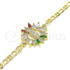 Pulsera Elegante 03.210.0147.1.07 Oro Laminado, Diseño de Guadalupe, con Multicolor Zirconia Cubica and Blanca Micro Pave, Pulido, Tono Dorado (04 MM Thickness, 7 Inches Length)