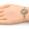 Pulsera Elegante 03.210.0150.1.07 Oro Laminado, Diseño de San Judas, con Multicolor Zirconia Cubica and Blanca Micro Pave, Pulido, Tono Dorado (04 MM Thickness, 7 Inches Length)